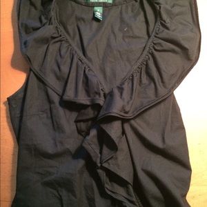 Ralph Lauren Black Ruffle Sleeveless Blouse
